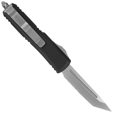 Microtech UTX-85 T/E Black Aluminum OTF Knife, Stonewashed P/S M390 (233-11)