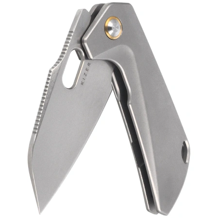 Kizer Takahe Knife Gray Titanium, Stonewashed S35VN by Ben Taubert (Ki3701A1)