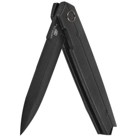 Fox Pacifico Knife Black PVD Titanium, Black Stonewashed PVD MagnaCut by Bob Terzuola (FX-ATC-OG02 TIPVDSW)