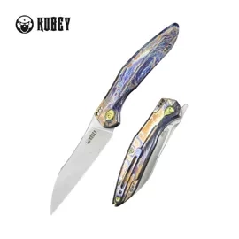 Kubey Barracuda Knife Flamed Titanium, Satin M390 by Parsons Bladeworks (KB299E)