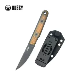Kubey JL Kwaiken Fixie Knife Bead Blasted Ultem, Black Stonewashed 14C28N by Justin Lundquist (KU355D)