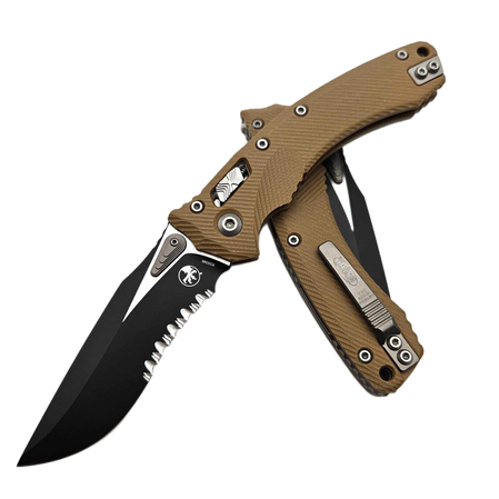 Nóż składany Microtech Amphibian Ram-Lok S/E Fluted Tan G10, Black P/S M390MK by Tony Marfione (137RL-2FLGTTA)