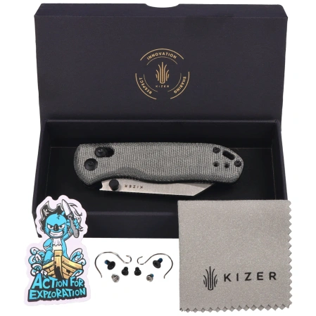 Nóż składany Kizer Drop Bear 2 Black Micarta, Satin Nitro-V by Azo (V3619.2KS1)