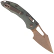 Microtech M-Stitch Ram-Lok S/E Marfione Select Knife Slab Side Antique Green Titanium, Bronze HW, Stonewashed M390MK by Borka Blades and Tony Marfione (169MRL-13MS1)
