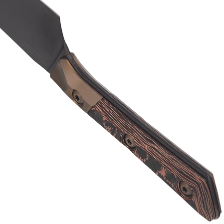 Nóż kuchenny Microtech Santoku 4.2'' Signature Bronze Titanium Bolsters/Live Wire Carbon Fiber, Black DLC M390MK (3300B-1DLCLWCFS)