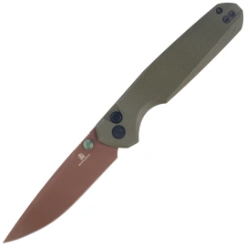 Bestechman Velix Knife OD Green G10, Gold PVD 14C28N Steel by Ostap Hel (BMK07G)