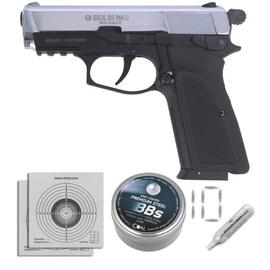 Airgun set 20: Voltran Ekol ES P66C Shiny 4.5 mm Pistol, 1400 BBs, 10 CO₂ cartridges, 100 targets