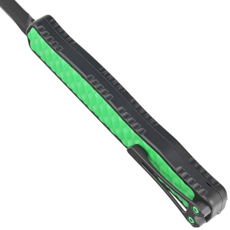 Nóż automatyczny OTF Heretic Cleric II T/E Toxic Green/Black Aluminium, Black DLC MagnaCut by Tony Marfione Jr.