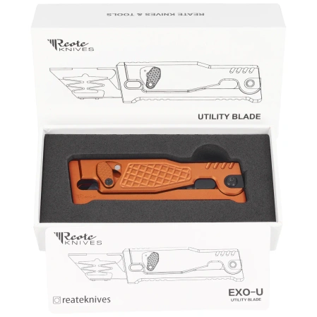 Nóż grawitacyjny Reate EXO-U V2 Orange Diamond Pattern Aluminium, Stainless Steel