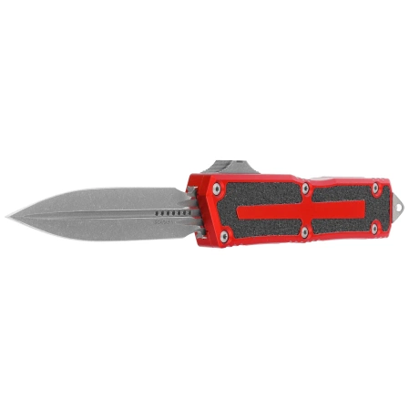 Nóż automatyczny OTF Microtech Scarab II Gen III D/E Red Aluminium, Apocalyptic M390MK by Tony Marfione (1280-10APRD)