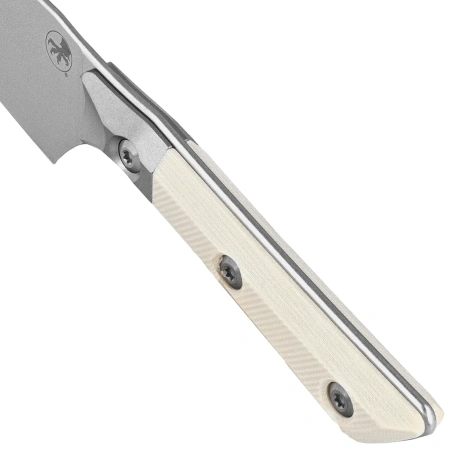 Microtech Santoku 4.2'' Kitchen Knife Titanium Bolster/Ivory G10, Stonewashed M390MK (3300B-10IV)