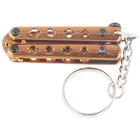 Third Decor Habitat Balisong Poker Knife Keychain, Rose Titanium Stainless Steel, Rose Titanium 420 (TH-K0101R)Third Decor Habitat Rose Poker Symbols Stainless Steel, Rose 420 (TH-K0101R)