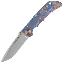 Nóż składany Spartan Blades Harsey Folder ''Babe'' Blue Titanium, Bronze HW, Satin MagnaCut by William W. Harsey (SF5BABE)