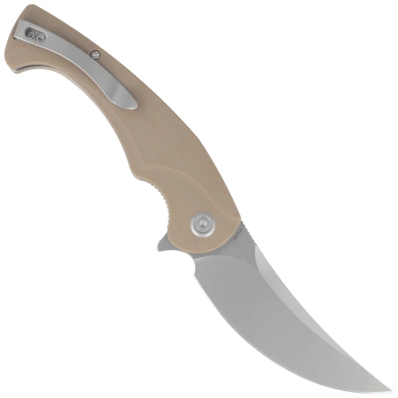 Kubey Scimitar Knife Tan G10, Beadblasted 14C28N (KU173M)