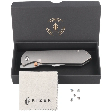 Nóż składany Kizer Harpoon Fold Gray Titanium, Stonewashed Elmax by Maverick Customs (Ki4784A1)