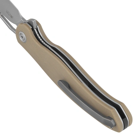 Kubey Drake Knife Tan G10, Beadblasted AUS-10 by Maksim Tkachuk (KU239J)