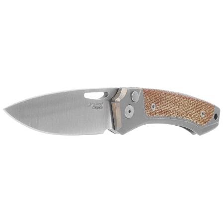 Nóż składany LionSteel Twain Gray Titanium / Natural Canvas Micarta, Satin MagnaCut by Gianni Pauletta (TW GY CVN)