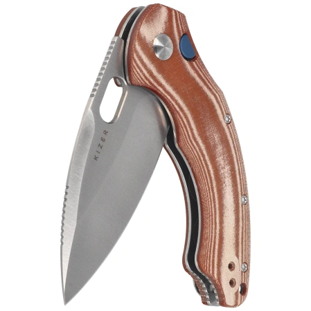 Kizer Roach XL Knife Brown Norplex UltreX™ Micarta, Satin 14C28N by Matt Degnan (V4477BDA1)