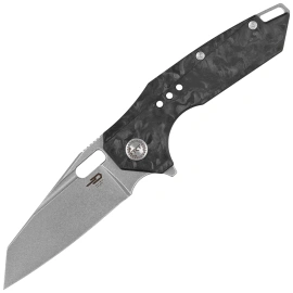 Bestech Nyxie 3 Knife Grey Titanium / Marble Carbon Fiber, Bead Blasted / Stonewashed CPM S35VN by Todd Knife and Tool (BT2308C)
