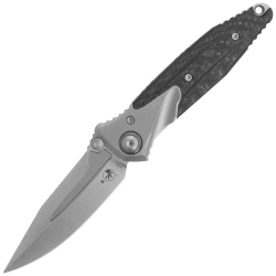 Microtech Socom Bravo Mini Spear Point Knife Titanium / Carbon Fiber, Blue HW, Hand Rubbed Satin M390 by Tony Marfione (262M-4CFTI)