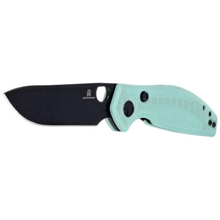 Bestechman Angry Owl Knife Aqua G10, Black PVD D2 by Keanu Alfaro (BMK12B-2)