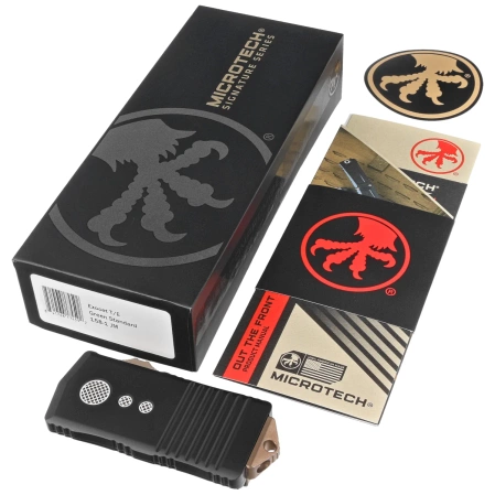 Microtech Exocet T/E Jedi Master OTF Knife Black Aluminum, Green M390 by Tony Marfione (158-1JM)