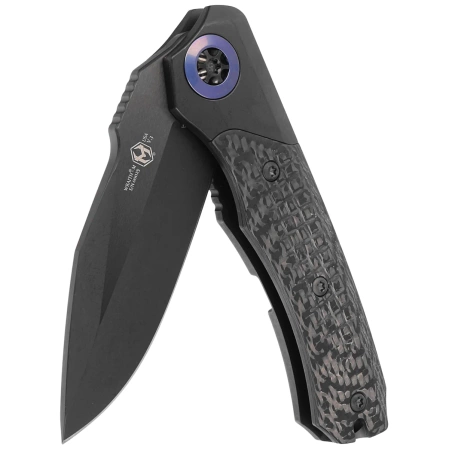 Heretic Knife Wraith-M DP Flipper Battleworn DLC Titanium / Carbon Fiber, Battleworn DLC MagnaCut by Tony Marfione Jr.