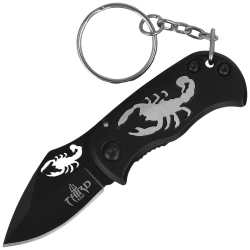 Third Decor Habitat Scorpion Knife Keychain Black Aluminum, Black 420 (N201S)