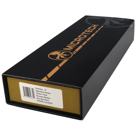 Microtech Santoku 4.2'' Signature Kitchen Knife Bronze Titanium Bolsters/Carbon Fiber, Black DLC M390MK (3300B-1DLCCFS)