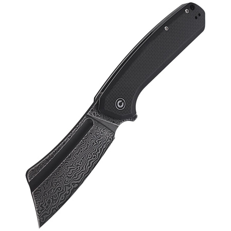 CIVIVI Knife Bullmastiff Twill Carbon Fiber / Black G10, Black Damascus (C2006DS-1)