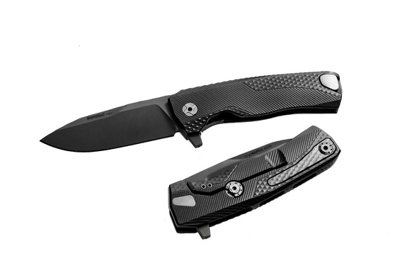 LionSteel ROK Knife Black Aluminum, Black M390 by Molletta (ROK A BB)