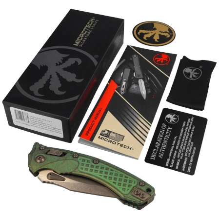 Microtech Marfione Select Amphibian Ram-Lok S/E Antique Green Frag Titanium, Bronzed Stonewashed M390MK by Tony Marfione (137RL-13FRMS1)