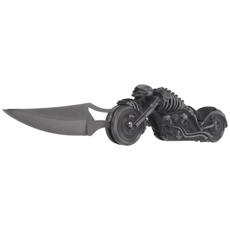Nóż składany z latarką Martinez Albainox Moto Skeleton Gray Zamak, Laser Ornament 3Cr13Mov (18063)