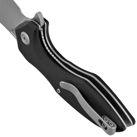 Nóż składany Kubey Nobel Black G10, Beadblasted 14C28N (KU236K)