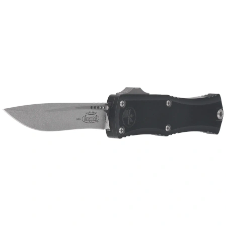 Nóż automatyczny OTF Microtech Hera II Mini Recurve S/E Black Aluminium, Stonewashed M390MK by Tony Marfione (1705M-10)