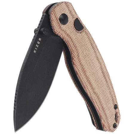 Kizer Phoca BD Knife Brown Norplex UltreX Micarta, Black Stonewashed 14C28N (V3781BDA1)