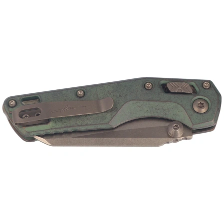 Nóż składany Microtech MSI Ram-Lok Mini S/E Marfione Select Slab Side Antique Green Titanium, Bronze HW, Bronze F/S M390MK by Tony Marfione (210M-15MS2)