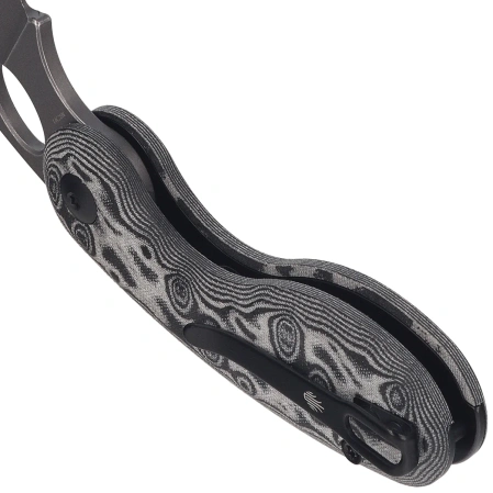 Kizer Microbe Knife Black-Grey Micarta w/ Vortex, Gray Stonewashed 14C28N by Maksim Epifantsev (V2742A5)