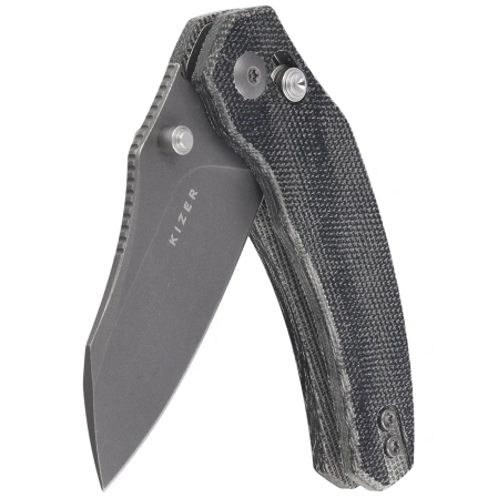 Nóż składany Kizer Mini Bulldog Black Micarta, Gray Stonewashed Nitro-V by O.SHO (V3672SA2)