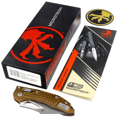 Nóż składany Microtech M-Stitch Ram-Lok S/E Tan Frag Aluminium, Apocalyptic M390MK by Borka Blades and Tony Marfione (169MRL-10APFRTA)