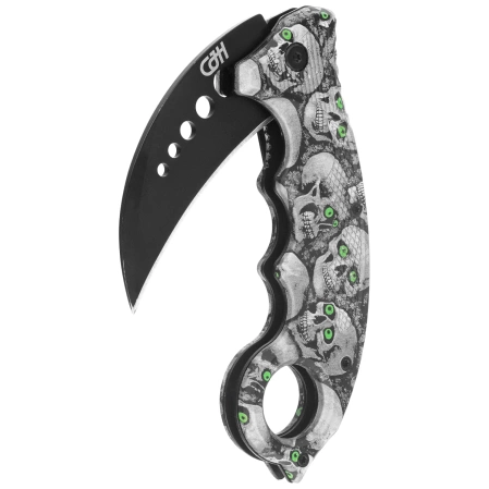 Herbertz CJH Karambit Knife Skulls ABS, Black 420 (ART000137)