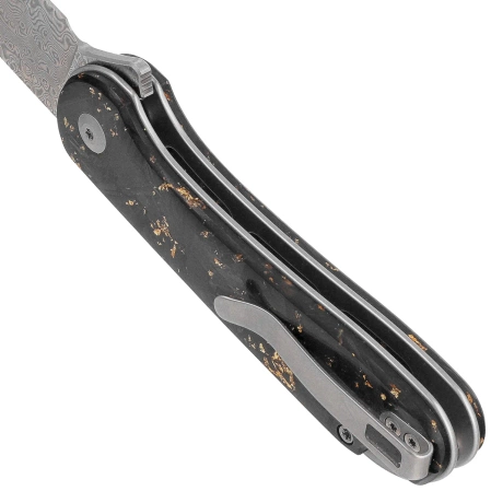 Nóż składany Civivi Button Lock Elementum II Shredded Carbon Fiber/Golden Shred, Damascus (C18062P-10)