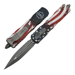 Nóż automatyczny OTF Microtech Dirac D/E Signature 250th Anniversary 4th of July Aluminium, Apocalyptic M390MK by Tony Marfione (225-10APS-4J250)