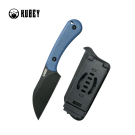 Kubey Knife Rock Hopper Blue Micarta, Blackwashed 14C28N by Scott Halpern (KU412D)
