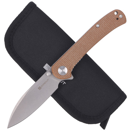 Sencut Knife Scepter Brown Micarta, Stonewashed 9Cr18MoV (SA03D)