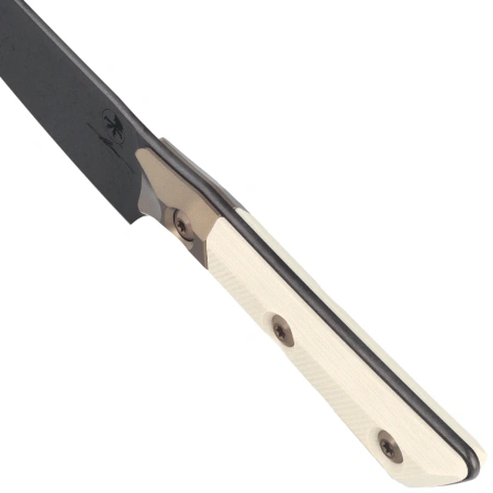 Microtech Utility Kitchen Knife Bronzed Titanium Bolster/Ivory G10, Black DLC M390MK (3400B-1DLCIVS)