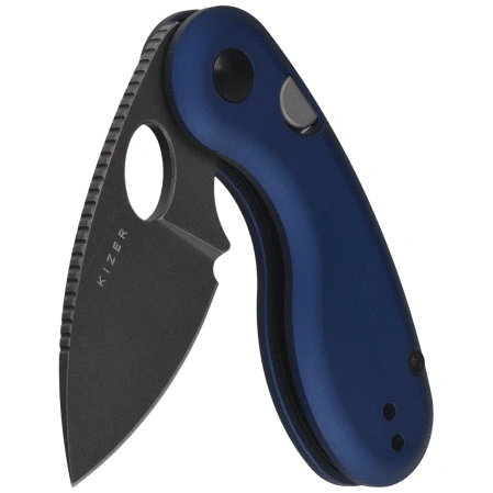 Kizer Microbe Knife Blue Aluminum, Gray Stonewashed 14C28N by Maksim Epifantsev (V2742A1)