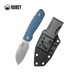 Kubey Microburst Knife Blue Micarta, Beadblasted 14C28N by K.C. Spiron (KU455A)