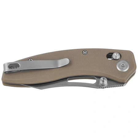 Kubey Caiman Knife Tan G10, Satin San Mai M2 by Maksim Epifantsev (KU421D)