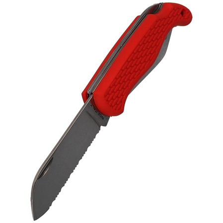 Nóż żeglarski MAC Boat 2 Red PP-TPE, Satin W 1.4034